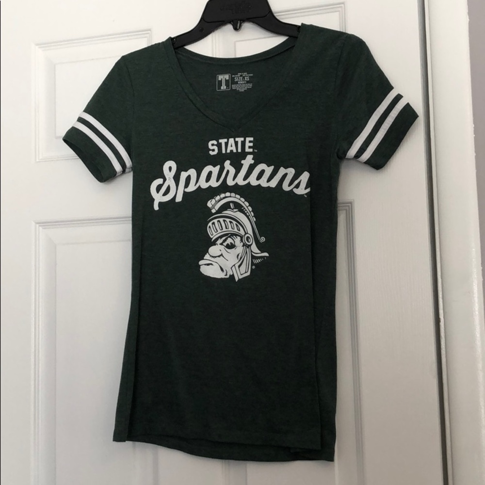 Michigan state graphic v neck tee shirt